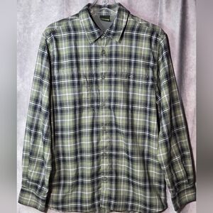 Koppen Green Plaid Long Sleeve Button Down Shirt Medium Gorpcore Pockets‎ Zipper